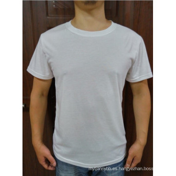 Camiseta blanca suave de los hombres de la moda del cuello redondo del verano de la mezcla suave del algodón